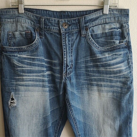 Buffalo David Bitton Ash X Basic Jeans 32x32 Blue Skinny Stretch Distress(34x32) - Picture 3 of 12